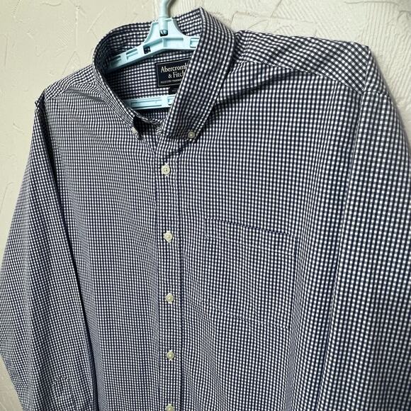 Abercrombie & Fitch Muscle Shirt mens XL blue/ white check button down - Picture 2 of 6
